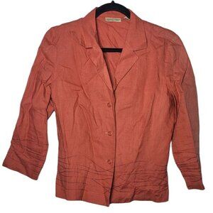 Apostrophe Womens 100% Linen Embroidered Button Top Size 8 Coastal Summer Career